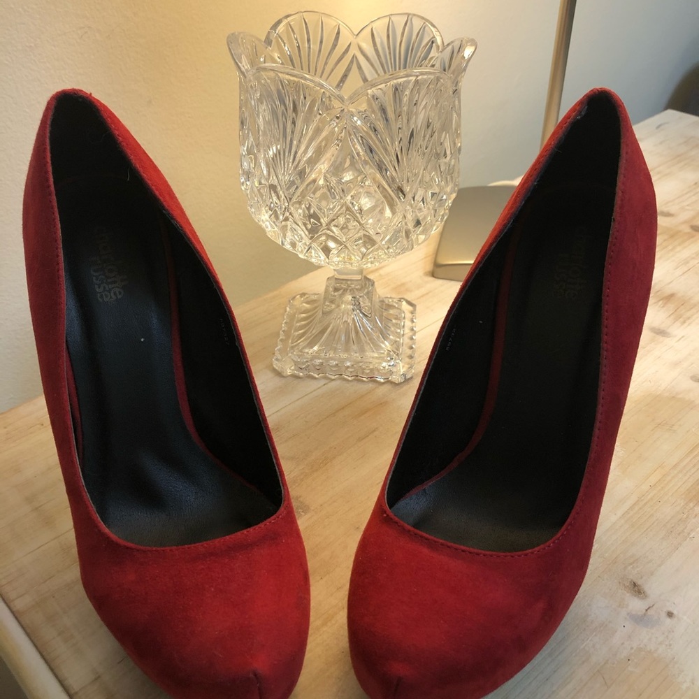 Red suede heel shoes Charlotte Russe